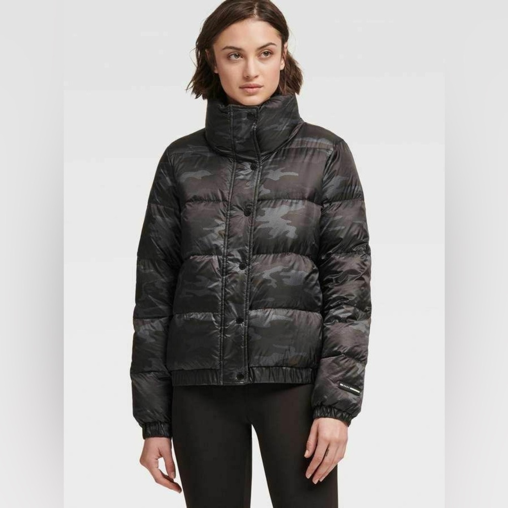 Women's Black DKNY Sport  Camouflage Puffer Jacket Medium
